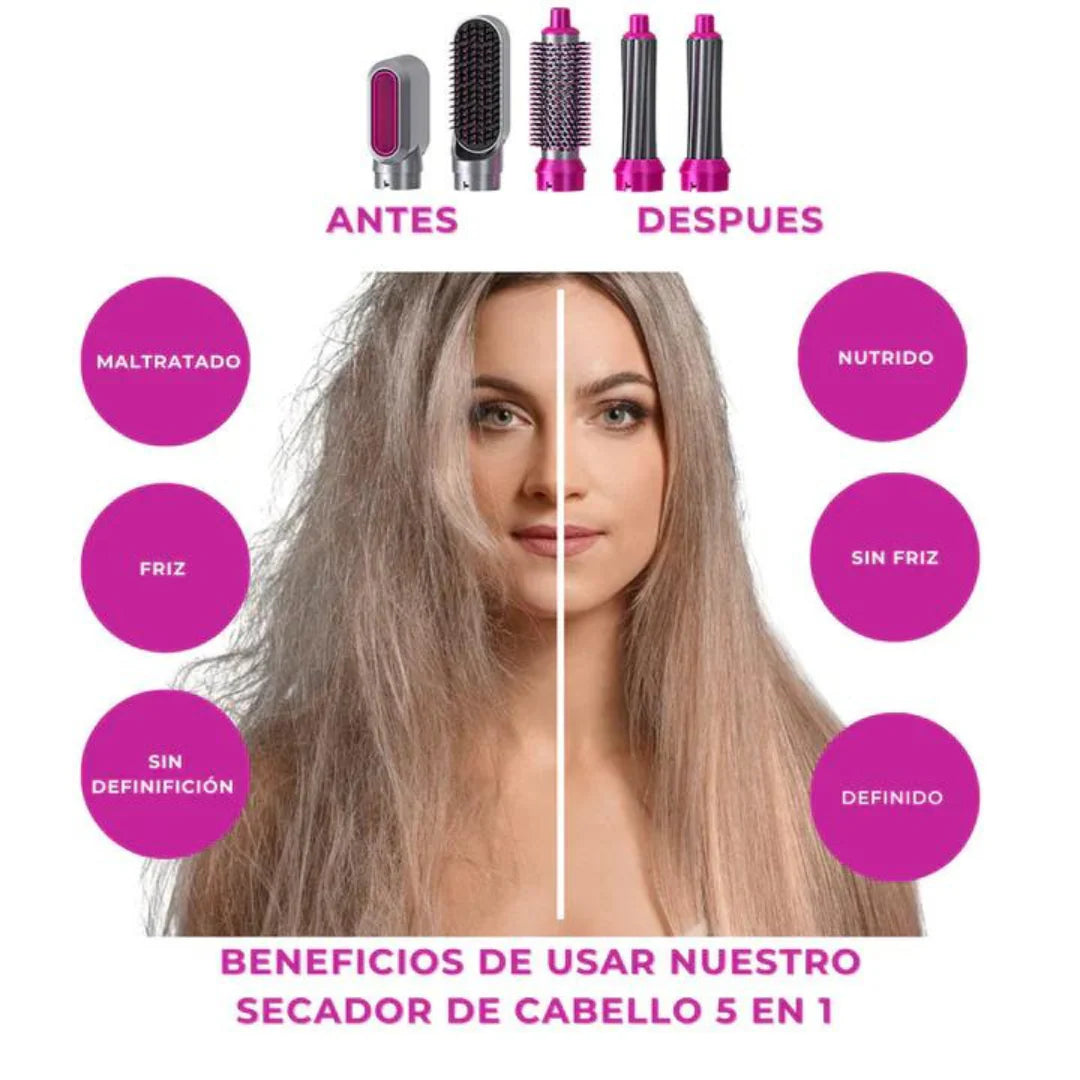 [20% DESCUENTO] Cepillo Eléctrico 5 en 1 para Alisar, Voluminizar y Brillar